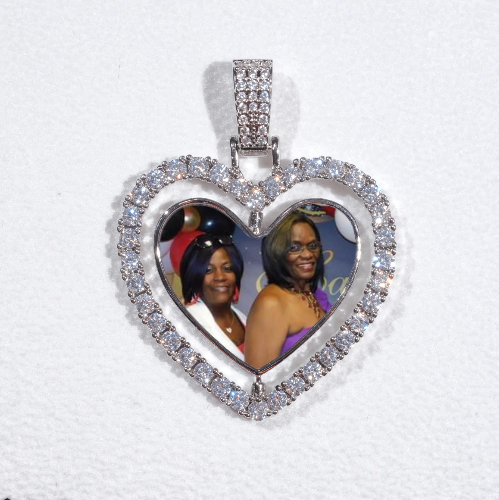 3D Spinning 2-Faced Heart Custom Picture Pendant