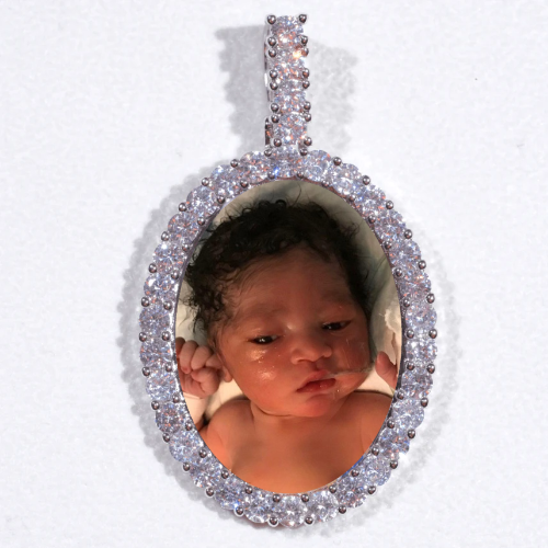 Large 3D Oval Custom Picture Pendant