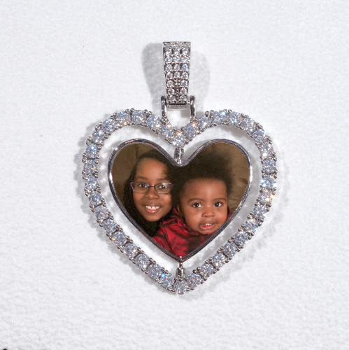 3D Spinning 2-Faced Heart Custom Picture Pendant