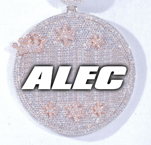 CUSTOM LETTER NECKLACE 3D BIG CROWN DISC
