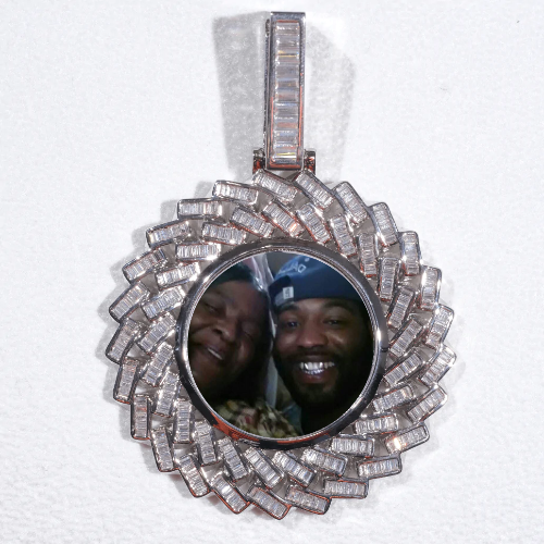Large 3D Baguette Custom Picture Pendant