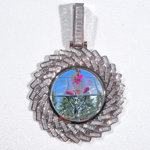 Large 3D Baguette Custom Picture Pendant