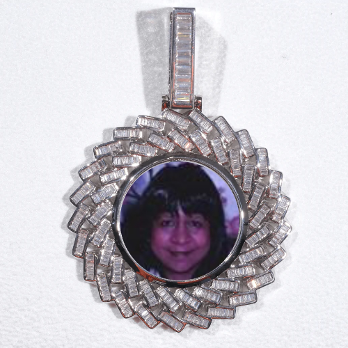 Large 3D Baguette Custom Picture Pendant