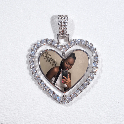 3D Spinning 2-Faced Heart Custom Picture Pendant