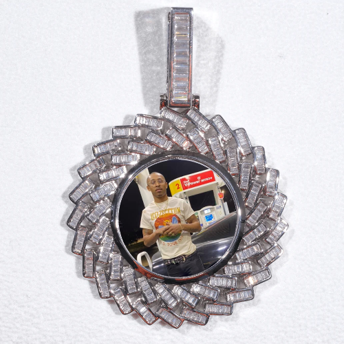 Large 3D Baguette Custom Picture Pendant