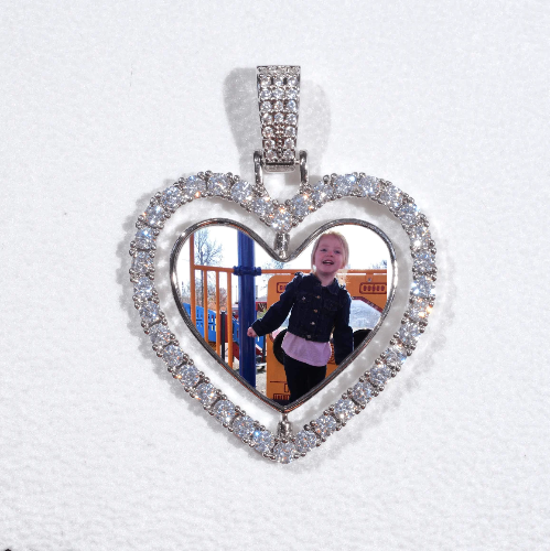 3D Spinning 2-Faced Heart Custom Picture Pendant