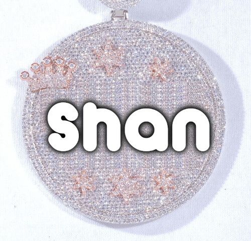 CUSTOM LETTER NECKLACE 3D BIG CROWN DISC