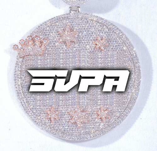 CUSTOM LETTER NECKLACE 3D BIG CROWN DISC