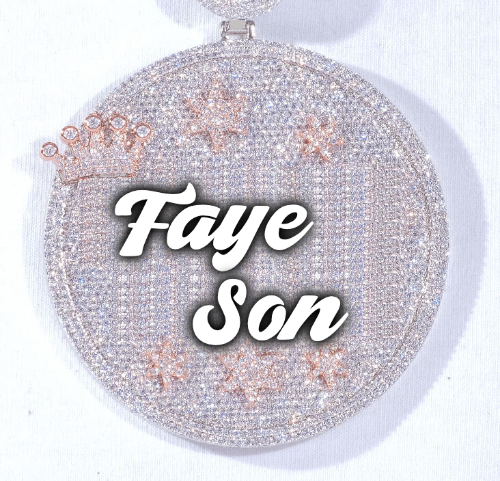 CUSTOM LETTER NECKLACE 3D BIG CROWN DISC