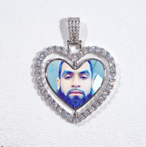 3D Spinning 2-Faced Heart Custom Picture Pendant