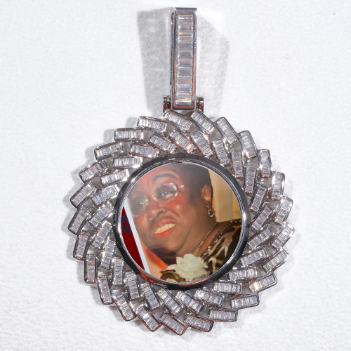 Large 3D Baguette Custom Picture Pendant