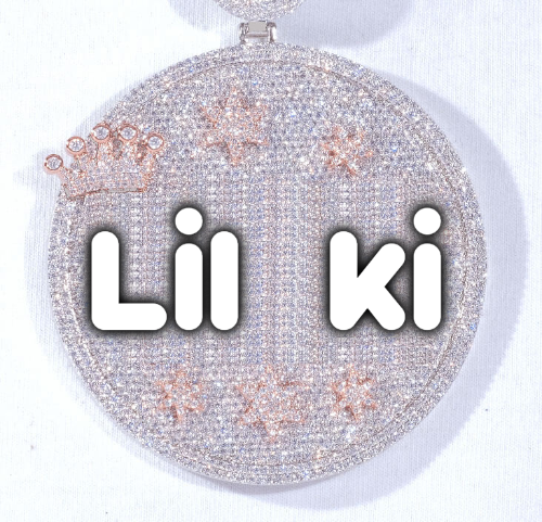 CUSTOM LETTER NECKLACE 3D BIG CROWN DISC