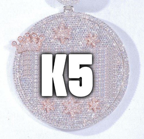 CUSTOM LETTER NECKLACE 3D BIG CROWN DISC