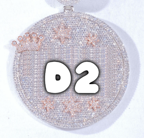 CUSTOM LETTER NECKLACE 3D BIG CROWN DISC