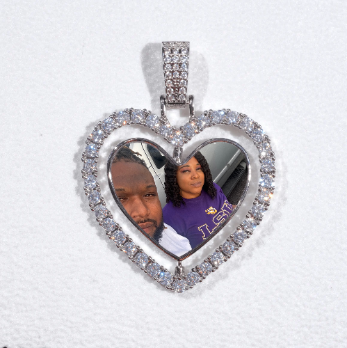 3D Spinning 2-Faced Heart Custom Picture Pendant