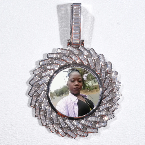 Large 3D Baguette Custom Picture Pendant