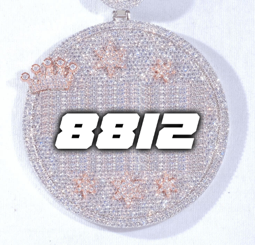 CUSTOM LETTER NECKLACE 3D BIG CROWN DISC