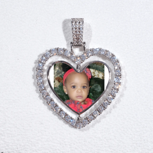 3D Spinning 2-Faced Heart Custom Picture Pendant