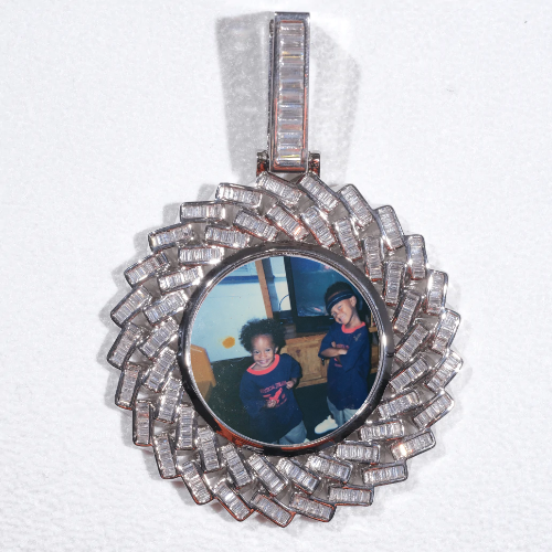 Large 3D Baguette Custom Picture Pendant