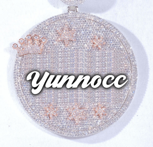 CUSTOM LETTER NECKLACE 3D BIG CROWN DISC