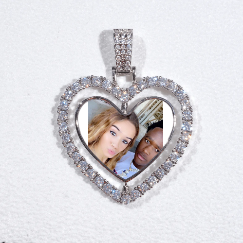 3D Spinning 2-Faced Heart Custom Picture Pendant