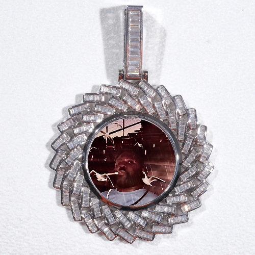 Large 3D Baguette Custom Picture Pendant