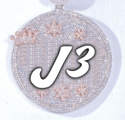 CUSTOM LETTER NECKLACE 3D BIG CROWN DISC