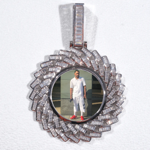 Large 3D Baguette Custom Picture Pendant