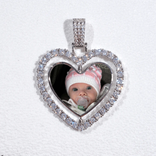 3D Spinning 2-Faced Heart Custom Picture Pendant