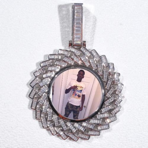 Large 3D Baguette Custom Picture Pendant