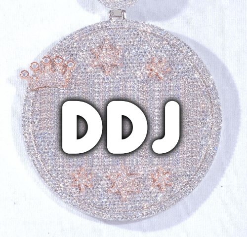 CUSTOM LETTER NECKLACE 3D BIG CROWN DISC