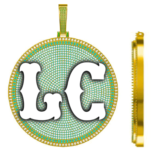 CUSTOM LETTER NECKLACE 3D BIG DISC