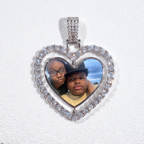 3D Spinning 2-Faced Heart Custom Picture Pendant