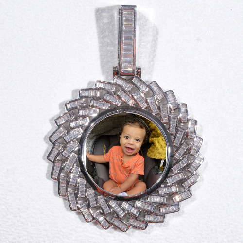 Large 3D Baguette Custom Picture Pendant