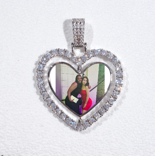 3D Spinning 2-Faced Heart Custom Picture Pendant