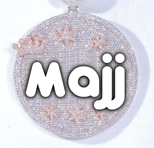 CUSTOM LETTER NECKLACE 3D BIG CROWN DISC