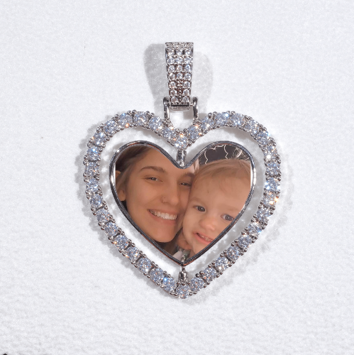 3D Spinning 2-Faced Heart Custom Picture Pendant