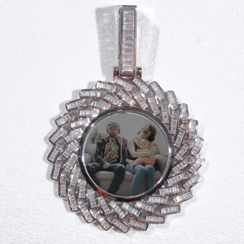 Large 3D Baguette Custom Picture Pendant