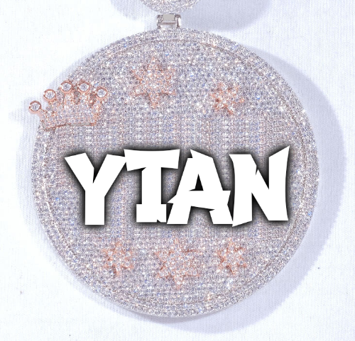 CUSTOM LETTER NECKLACE 3D BIG CROWN DISC