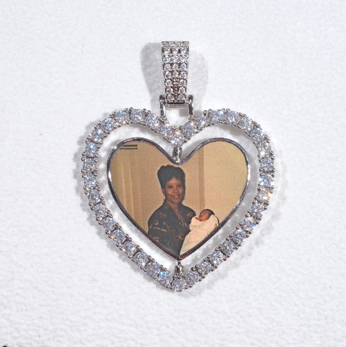 3D Spinning 2-Faced Heart Custom Picture Pendant
