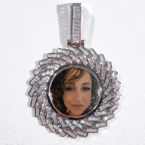 Large 3D Baguette Custom Picture Pendant