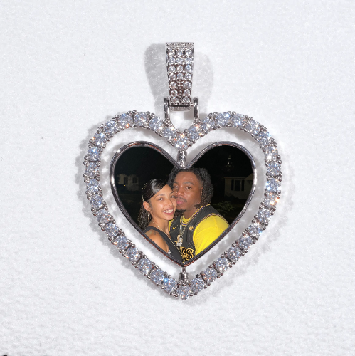 3D Spinning 2-Faced Heart Custom Picture Pendant