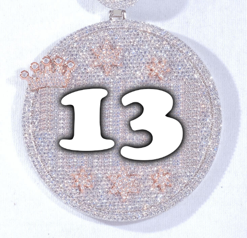 CUSTOM LETTER NECKLACE 3D BIG CROWN DISC
