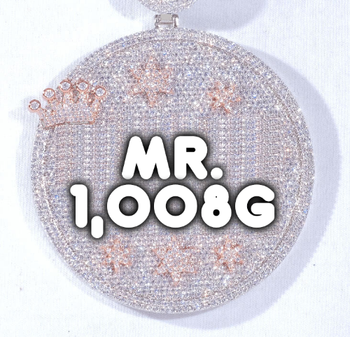 CUSTOM LETTER NECKLACE 3D BIG CROWN DISC