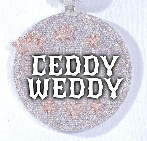 CUSTOM LETTER NECKLACE 3D BIG CROWN DISC
