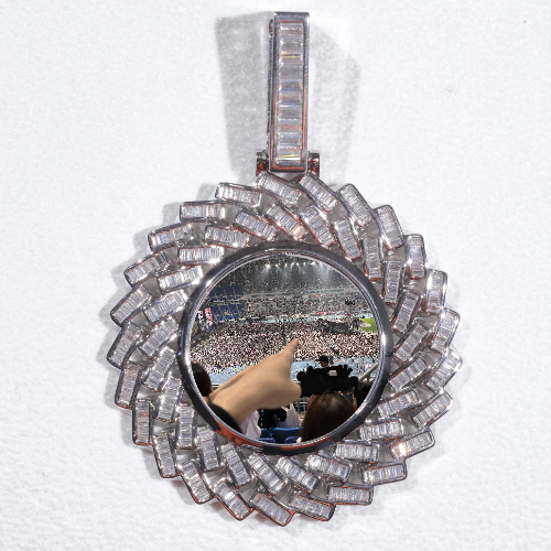 Large 3D Baguette Custom Picture Pendant