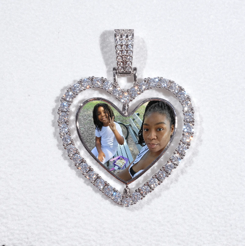3D Spinning 2-Faced Heart Custom Picture Pendant