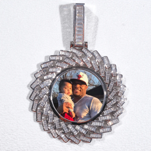 Large 3D Baguette Custom Picture Pendant