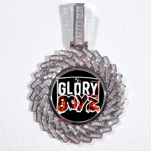 Large 3D Baguette Custom Picture Pendant