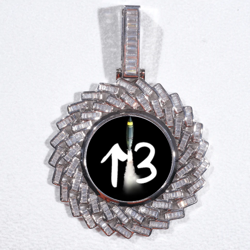 Large 3D Baguette Custom Picture Pendant